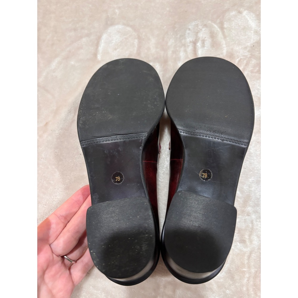 Gianni Bini Burgundy Oxblood Heeled Loafers Chunky Block Heel 90s Y2K Grunge 7B - Picture 4 of 12